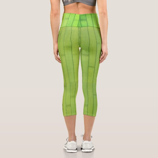 Leggings Capri Structure géométrique des tons verts (Verso)