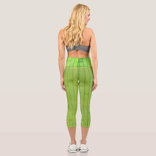 Leggings Capri Structure géométrique des tons verts (Verso)