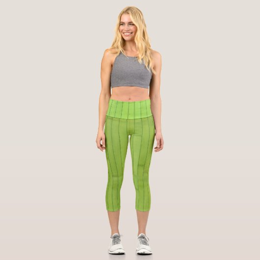Leggings Capri Structure géométrique des tons verts (Recto)