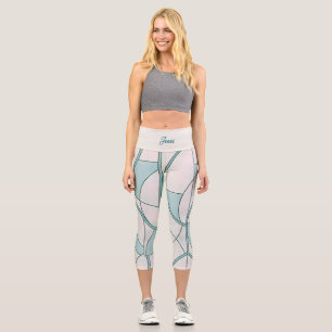 Leggings Capri Studio to Street Minimaliste motif cyan Sur mesu