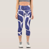 Leggings Capri Style Abstrait avec bleu d'art moderne (Recto)