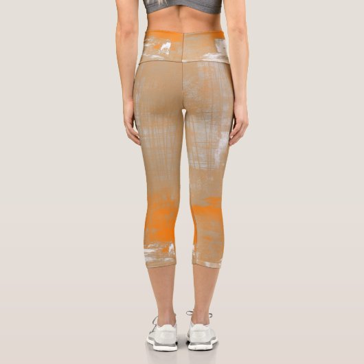 Leggings Capri Style art moderne Abstrait orange gris (Verso)