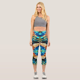 LEGGINGS CAPRI STYLE D'ART JAPONAIS FORET SYMETRIQUE