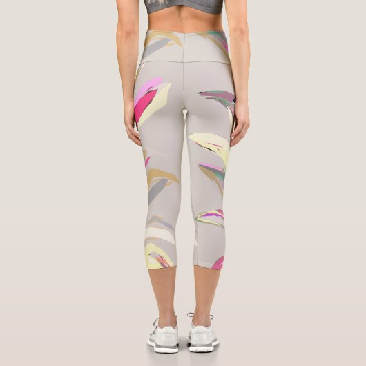 Leggings Capri Style d'art vectoriel Plante tropical Abstrait (Verso)