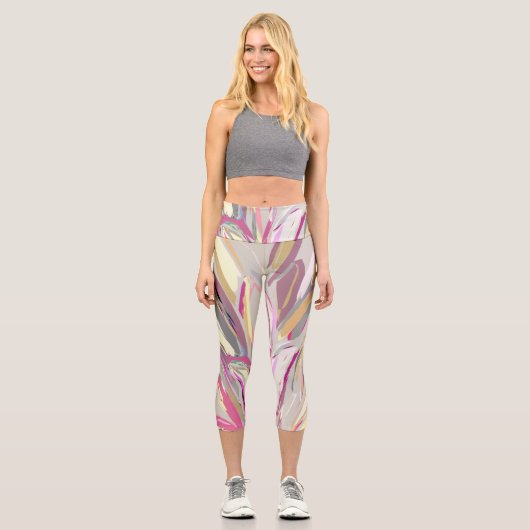 Leggings Capri Style d'art vectoriel Plante tropical Abstrait (Recto)