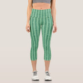 Leggings Capri Style de rayures verticales en vert jade classique (Recto)