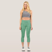 Leggings Capri Style de rayures verticales en vert jade classique (Recto)