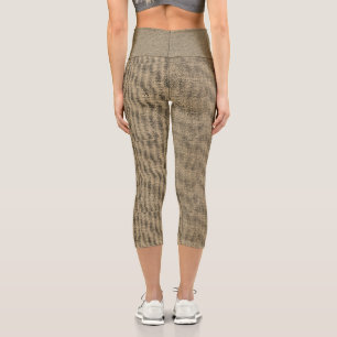 Leggings Capri Style de rue faux lin motif brun clair décontract
