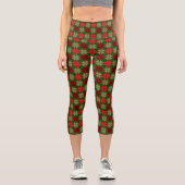 Leggings Capri Style de vacances Cercles rouges et verts (Recto)