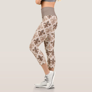 Leggings Capri Style Fleur-de-lis Royale Terre Neutre