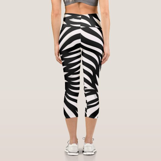 Leggings Capri Style Leaf Zebra Stripes (Verso)