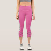 Leggings Capri Style moderne chic texte de golf motif rose (Recto)