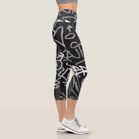 Leggings Capri Style Monochrome Graffiti urbain (Droite)