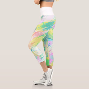 Leggings Capri Style Pale Pastel couleurs Art Abstrait