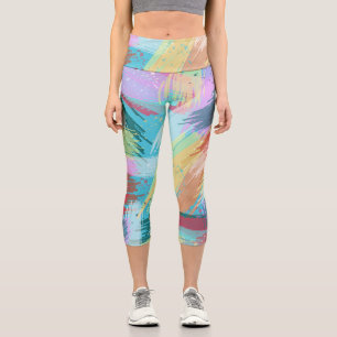 Leggings Capri Style Pastel Colors Art Abstrait
