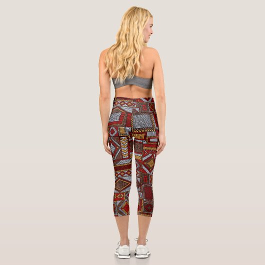 Leggings Capri Style Patchwork Impression ethnique brodée (Verso)