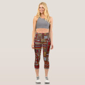 Leggings Capri Style Patchwork Impression ethnique brodée (Recto)