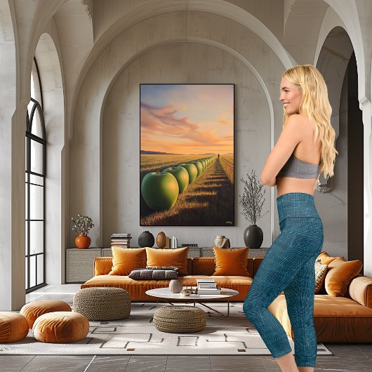 Leggings Capri Style Turquoise Texture Denim Personnaliser logo e