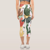 Leggings Capri Succulents, cactus : mignon motif floral. (Verso)