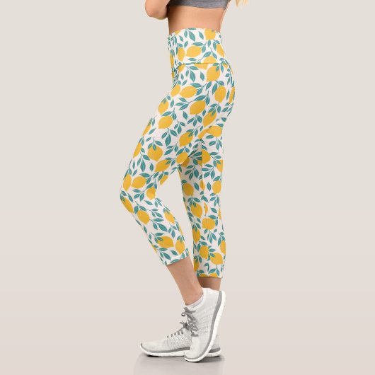 Leggings Capri Sucré Branches de citron Motif (Gauche)