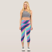 Leggings Capri Summer fun Blue rose lime Lignes colorées (Recto)