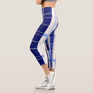 Leggings Capri Summer Navy Blue Boat Collection de rayures modern