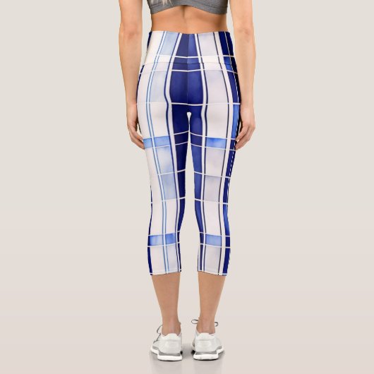 Leggings Capri Summer Navy Blue Boat Collection de rayures modern (Verso)