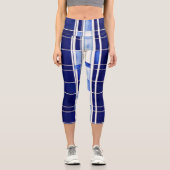 Leggings Capri Summer Navy Blue Boat Collection de rayures modern (Recto)