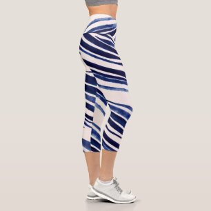 Leggings Capri Summer Navy Blue Boat Populaire Stripes Collection