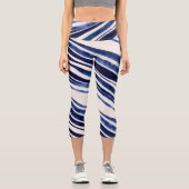 Leggings Capri Summer Navy Blue Boat Populaire Stripes Collection (Recto)