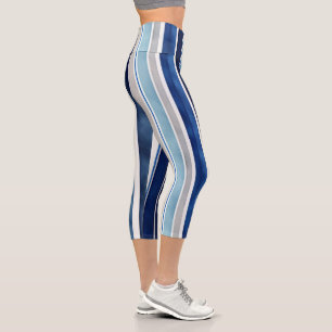 Leggings Capri Summer Navy Blue Popular Boat Stripes Collection