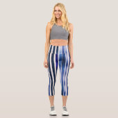 Leggings Capri Summer Popular Navy Blue Boat Stripes Collection (Recto)