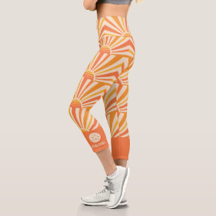 Leggings Capri Sunburst Cool Retro les années 70 Custom Pickleba