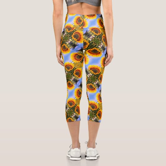 Leggings Capri Sunflower In Sunshine Motif d'art Abstrait (Verso)