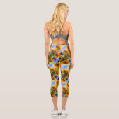Leggings Capri Sunflower In Sunshine Motif d'art Abstrait (Verso)