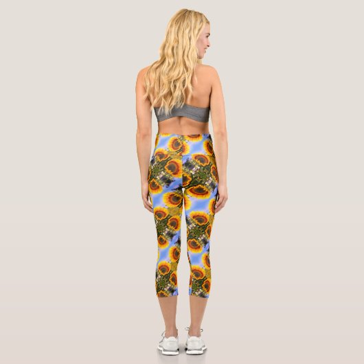 Leggings Capri Sunflower In Sunshine Motif d'art Abstrait (Verso)