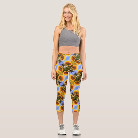 Leggings Capri Sunflower In Sunshine Motif d'art Abstrait (Recto)