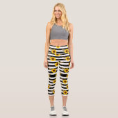 Leggings Capri Sunflowers with Black and White Horizontal Lines (Recto)