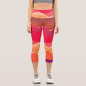 Leggings Capri Sunset Peaks Livre moderne Collage Art (Recto)