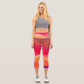 Leggings Capri Sunset Peaks Livre moderne Collage Art (Recto)
