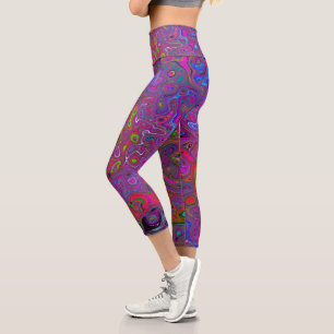 Leggings Capri Super psychédélique Magenta Retro Liquide Swirl