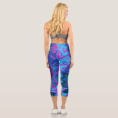 Leggings Capri Super Retro Blue et Purple Swirl Abstrait (Verso)