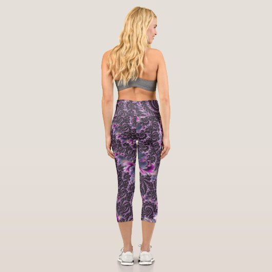 Leggings Capri Super Trippy Funky Psychedelic Spiral Fractal Art (Verso)