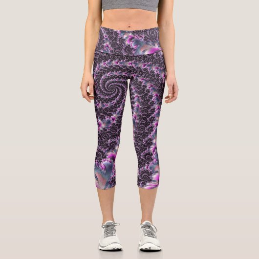 Leggings Capri Super Trippy Funky Psychedelic Spiral Fractal Art (Recto)