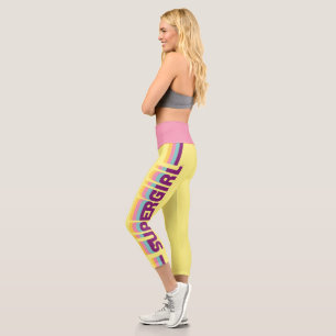 Leggings Capri Supergirl Retro Colorshift Graphic