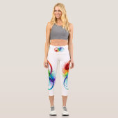 Leggings Capri Symbole d'infini avec plume arc-en-ciel (Recto)
