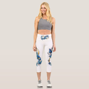 Leggings Capri Symbole infini de papillons Morpho bleus