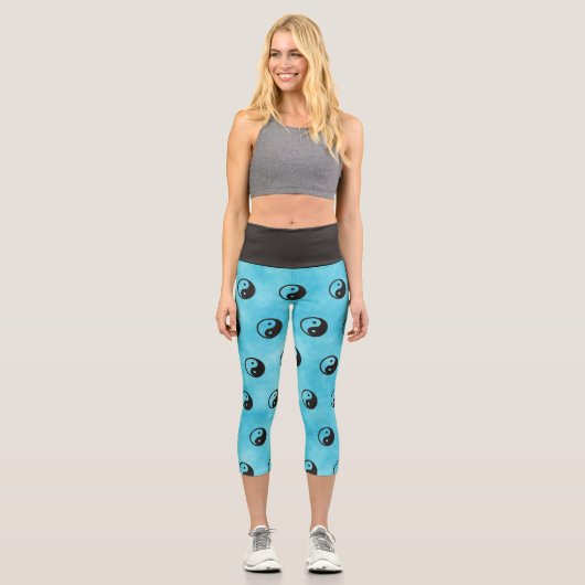 Leggings Capri Symbole Yin Yang - tatouage solide (Recto)