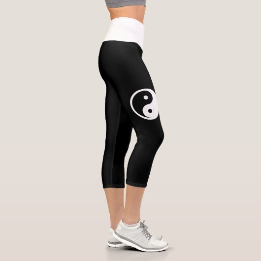 Leggings Capri Symbole Yin Yang - tatouage solide design 2 (Droite)