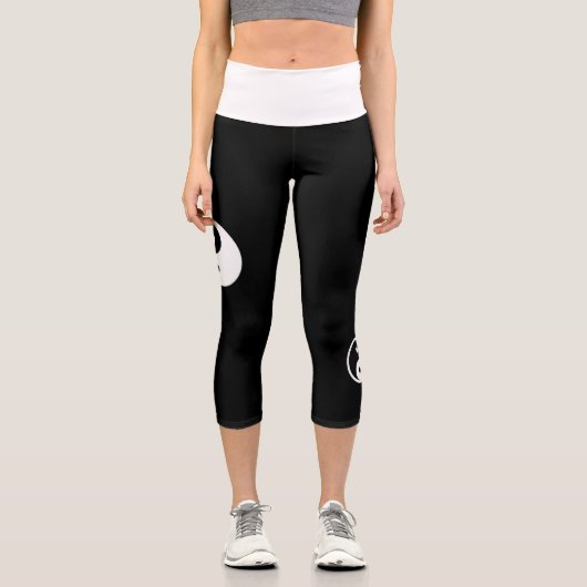 Leggings Capri Symbole Yin Yang - tatouage solide design 2 (Recto)